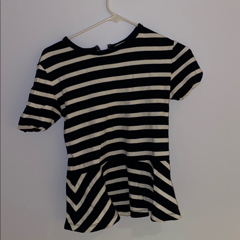 Navy and white stripe peplum top